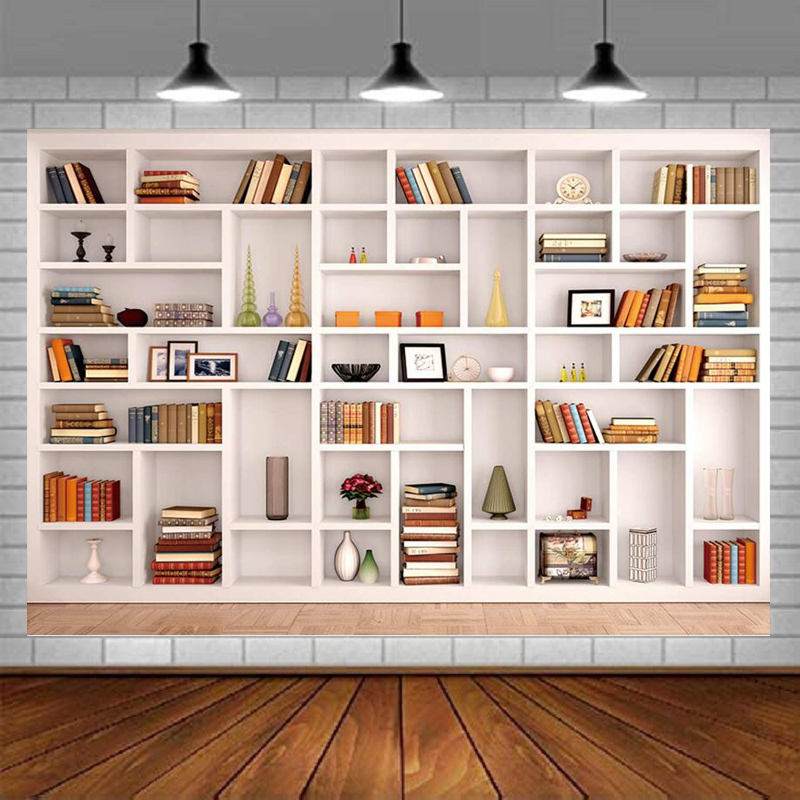 Home Office Background For Zoom - 흰색 책장 사진 배경 책장 사무실