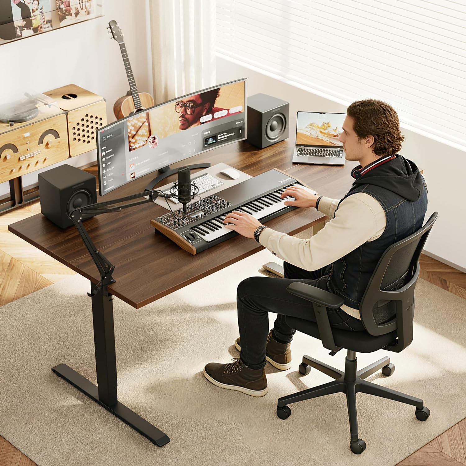 전동식 스탠딩 데스크, 55 x 28인치 높이 조절 책 - Home Office Work Table 리뷰 및 가격