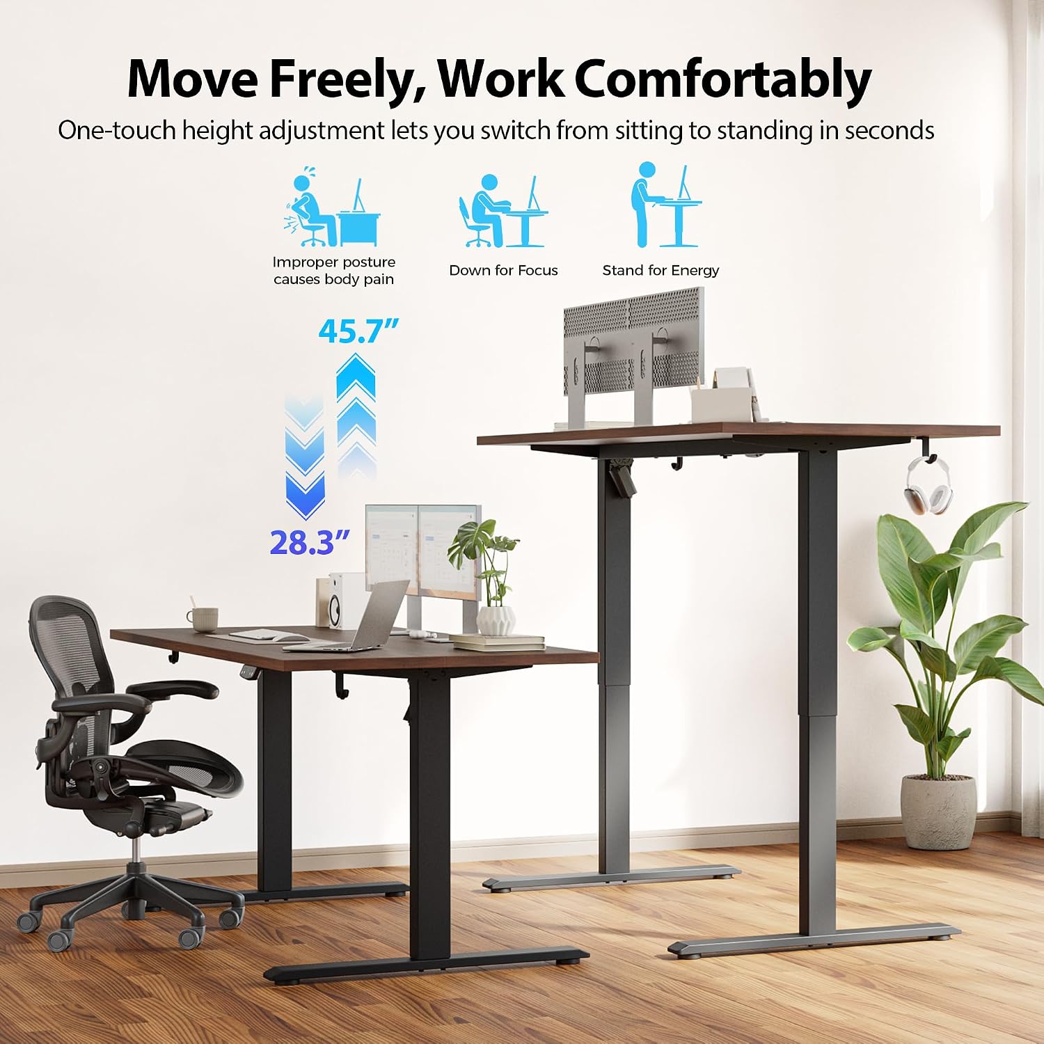 전동식 스탠딩 데스크, 55 x 28인치 높이 조절 책 - Home Office Work Table 리뷰 및 가격