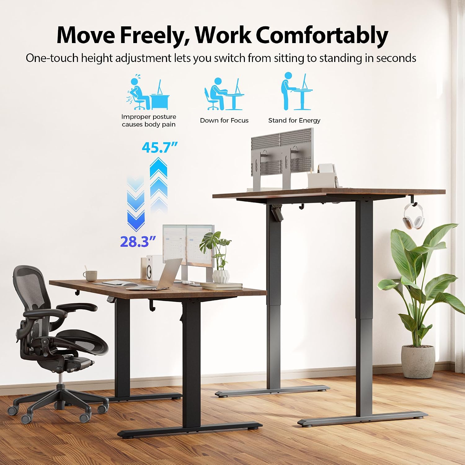 전동식 스탠딩 데스크, 55 x 28인치 높이 조절 책 - Home Office Work Table 리뷰 및 가격