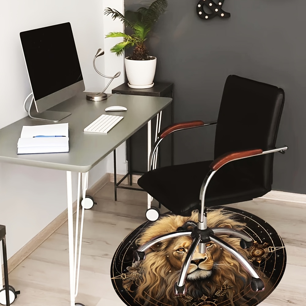 사자 무늬 원형 러그, 미끄럼 방지 사무실 의자 매트( - Home Office Rug 리뷰 및 가격