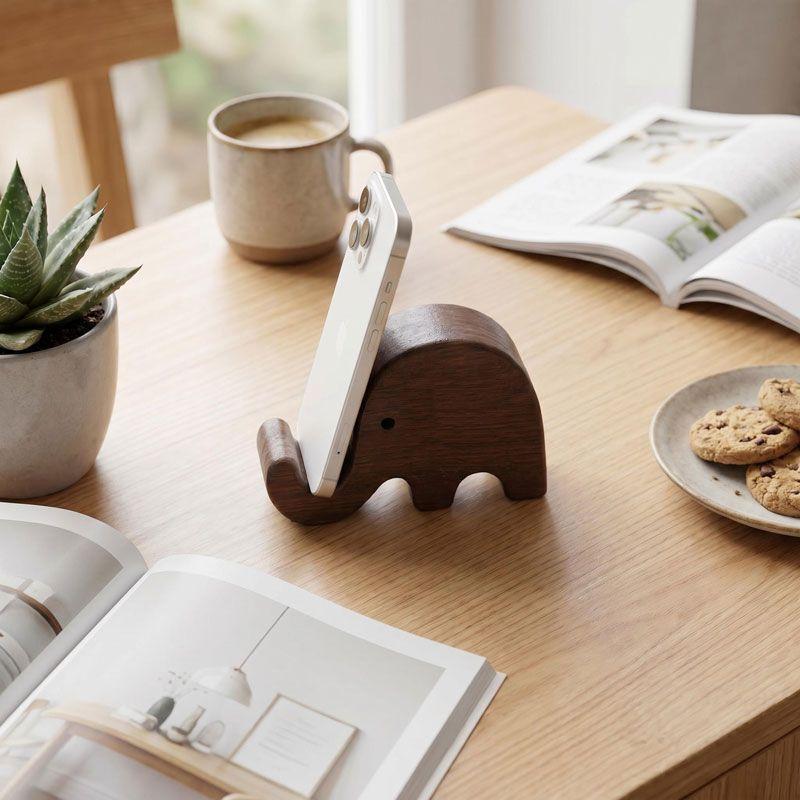 심플하고 창의적인 원목 블랙 월넛 폰 스탠드 비즈니스: - Home Office Design 리뷰 및 가격