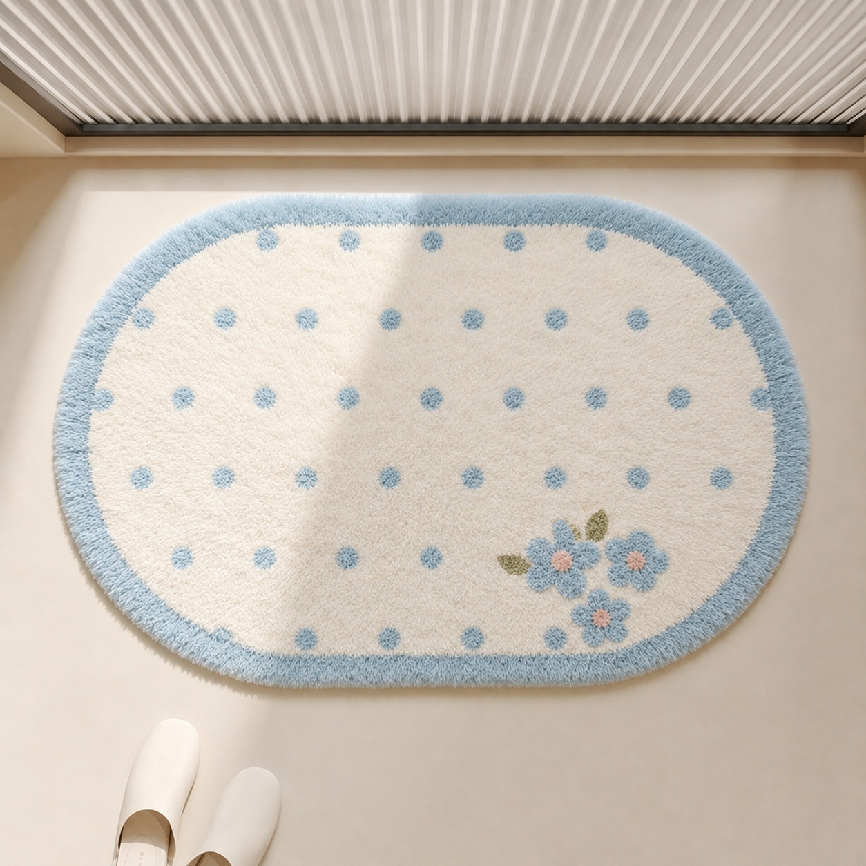 핑크 딸기 플러시 욕실 매트, 귀여운 물방울 무늬 흡수 - Home Office Rug 리뷰 및 가격
