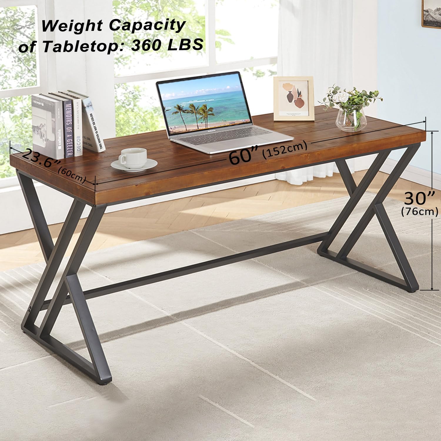 60인치 원목 컴퓨터 책상, 팜하우스 스타일 작업 테이 - Home Office Work Table 리뷰 및 가격