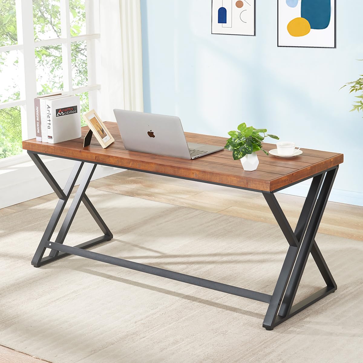 60인치 원목 컴퓨터 책상, 팜하우스 스타일 작업 테이 - Home Office Work Table 리뷰 및 가격